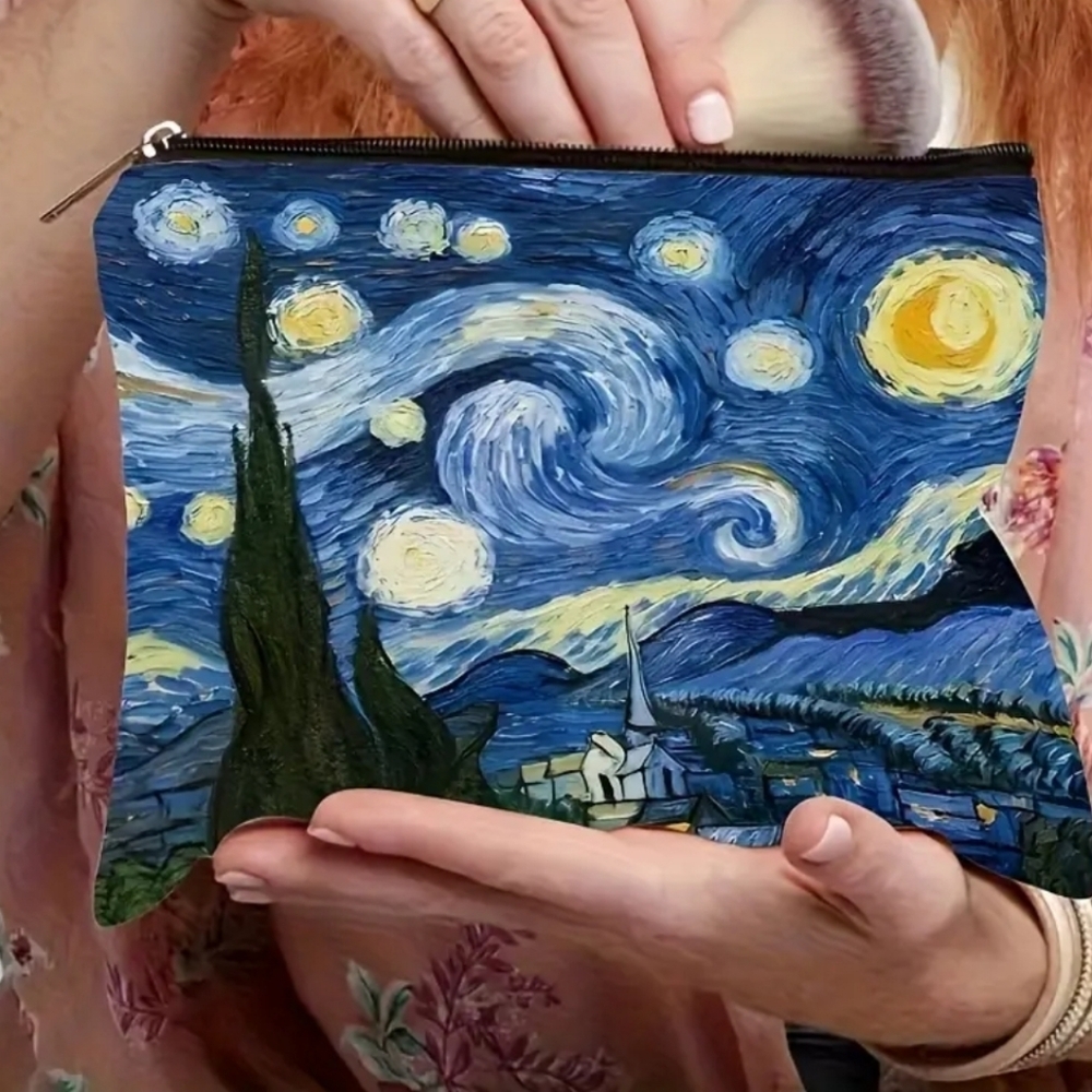 NWT VAN GOGH Starry Night Print Zipper Pouch MAKEUP BAG PENCIL POUCH ETC. - Picture 3 of 4